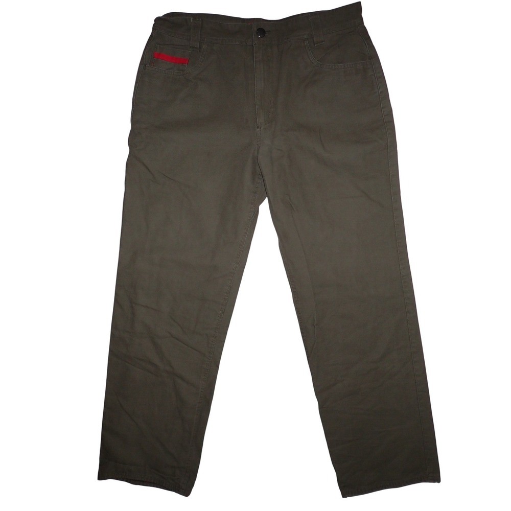 Eastern Mountain Sports Men's Flannel Lined Canvas Work Pants Olive 36x32 Hike